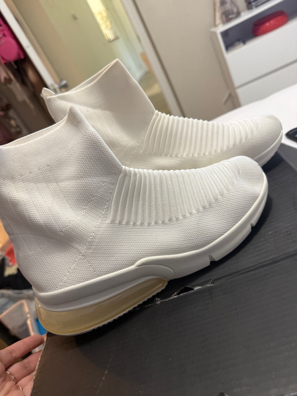 Fashion Nova White Knit Sock Sneakers